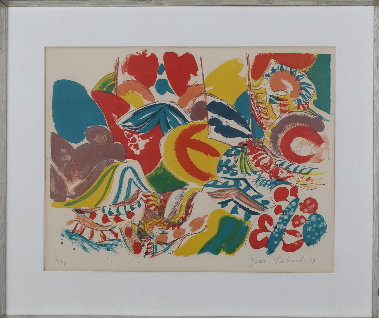 YASSE TABUCHI. Komposition, färgserigrafi, signerad och daterad -67 samt numrerad 36/90.