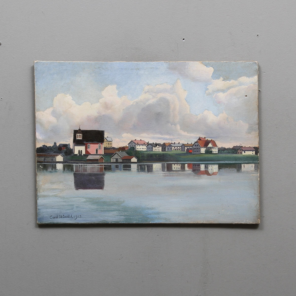 OIDENTIFIERAD KONSTNÄR. Olja på duk. Signerad Carl Strömbäck och daterad 1943.