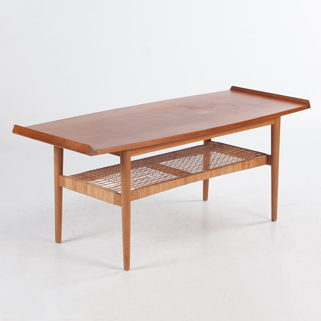 SOFFBORD, teak, ek och rotting, 50-tal.