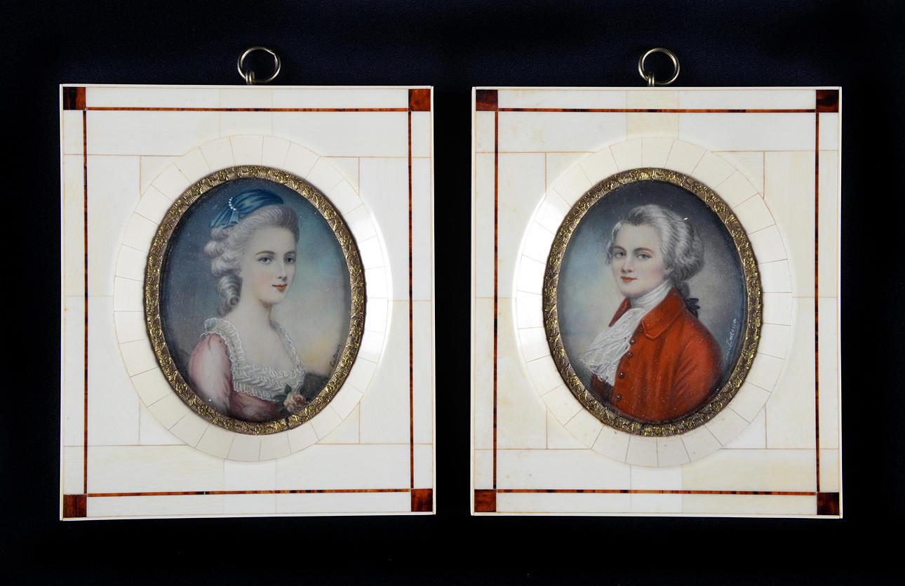 MINIATUREN. Wolfgang Amadeus Mozart och hans brud Constanze Weber.