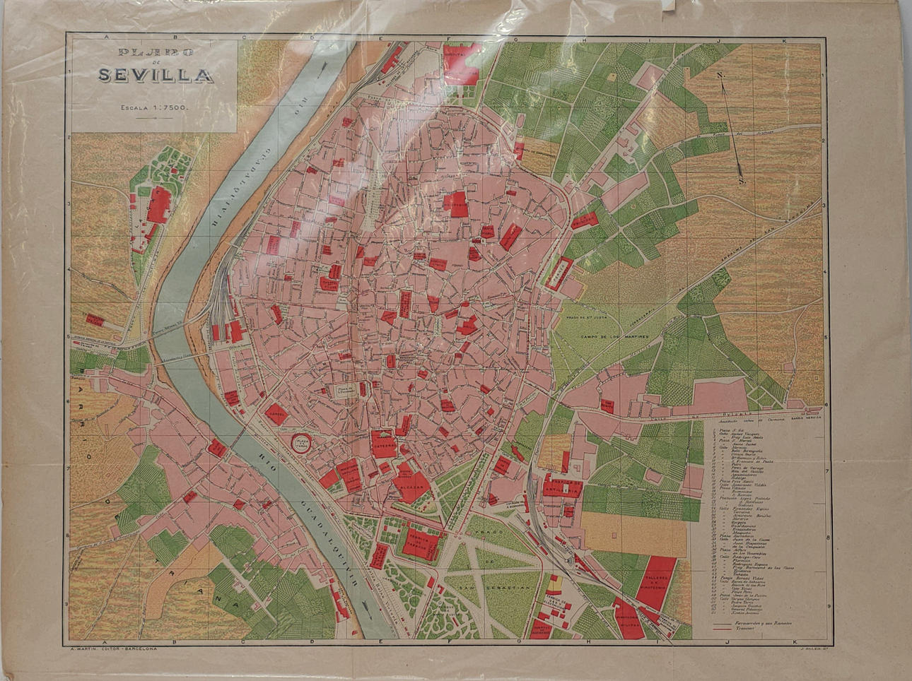 PLANO DE SEVILLA. A. MARTIN EDITOR, CIRCA 1930.