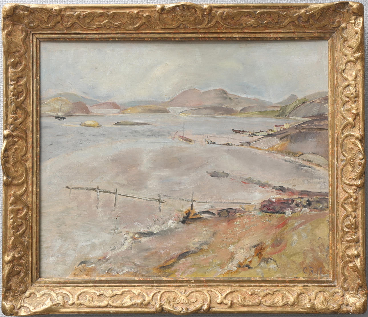 CARL RYD. Kustmotiv. Olja på pannå, signerad och daterad 19.