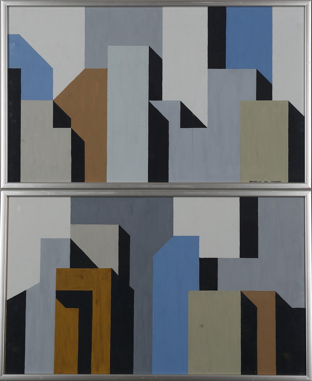 LENNART GRANDELIUS. "Fasader", gouache, diptyk, signerad och daterad Grandelius 1968 samt betitlad.