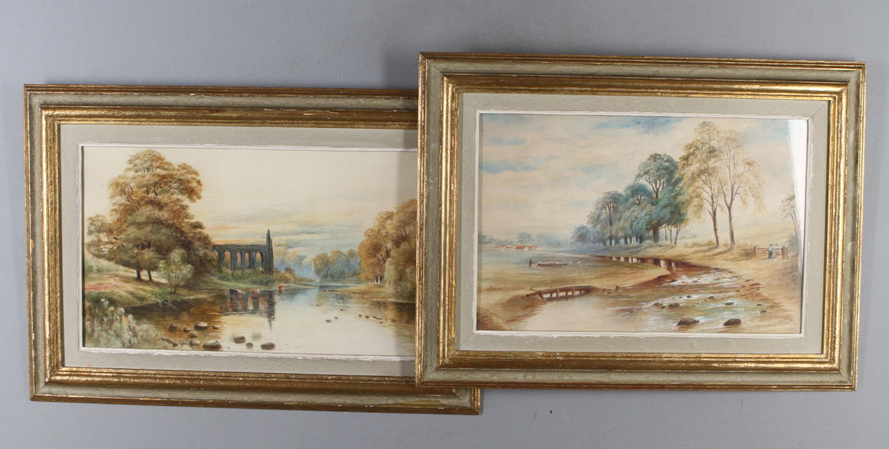 OIDENTIFIERAD KONSTNÄR. 2 st, akvareller, Landskapsmotiv, osignerade.