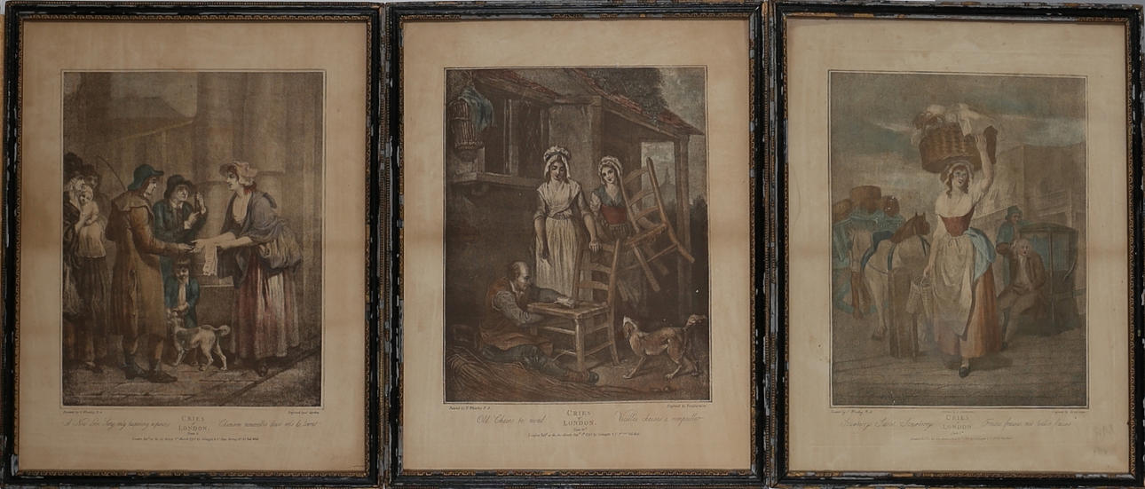FRANCIS WHEATLEY. Cries of London, kopparstick, 3 st, 1700-tal, england.