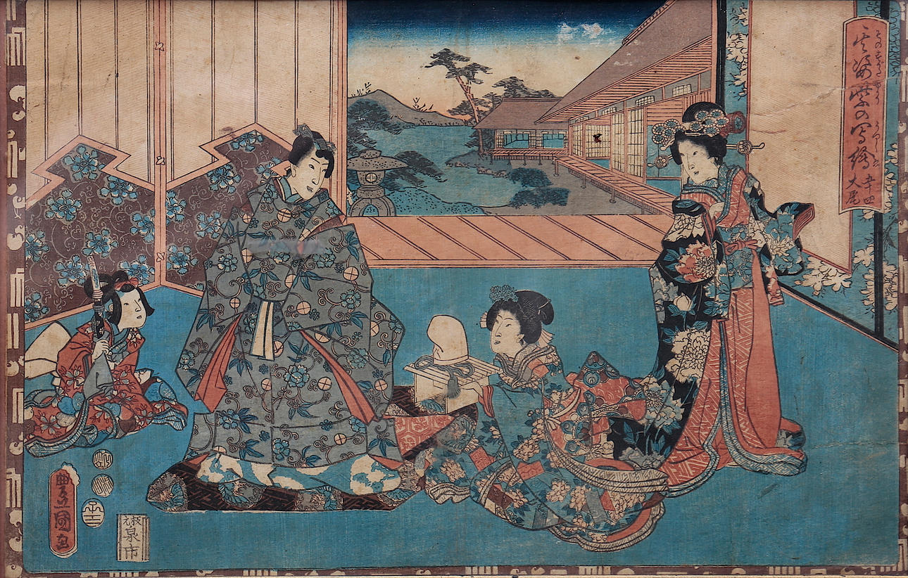 AFTER UTAGAWA KUNISADA. Floating bridge.