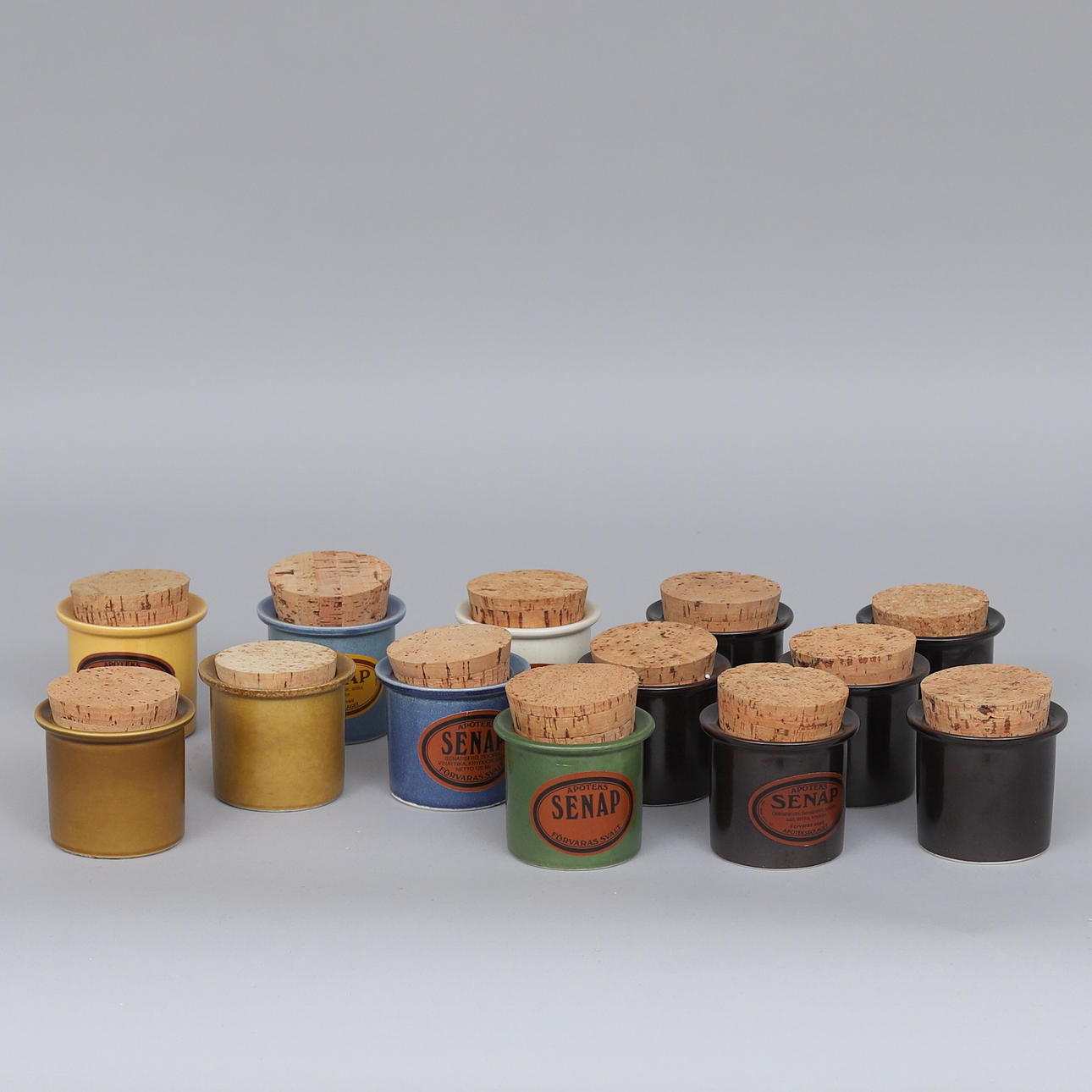 SINAPPIPURKIT 13 kpl, Stig Lindberg, Gustavsberg.