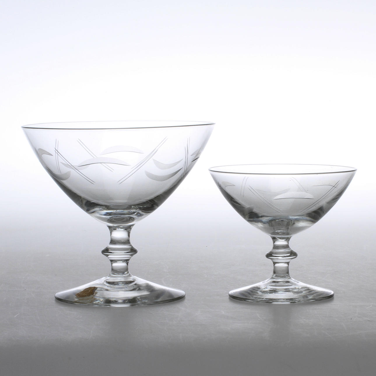 CHAMPAGNESKÅLAR, 8 st, MADEIRAGLAS, 11 st, Åfors, 1900-tal.