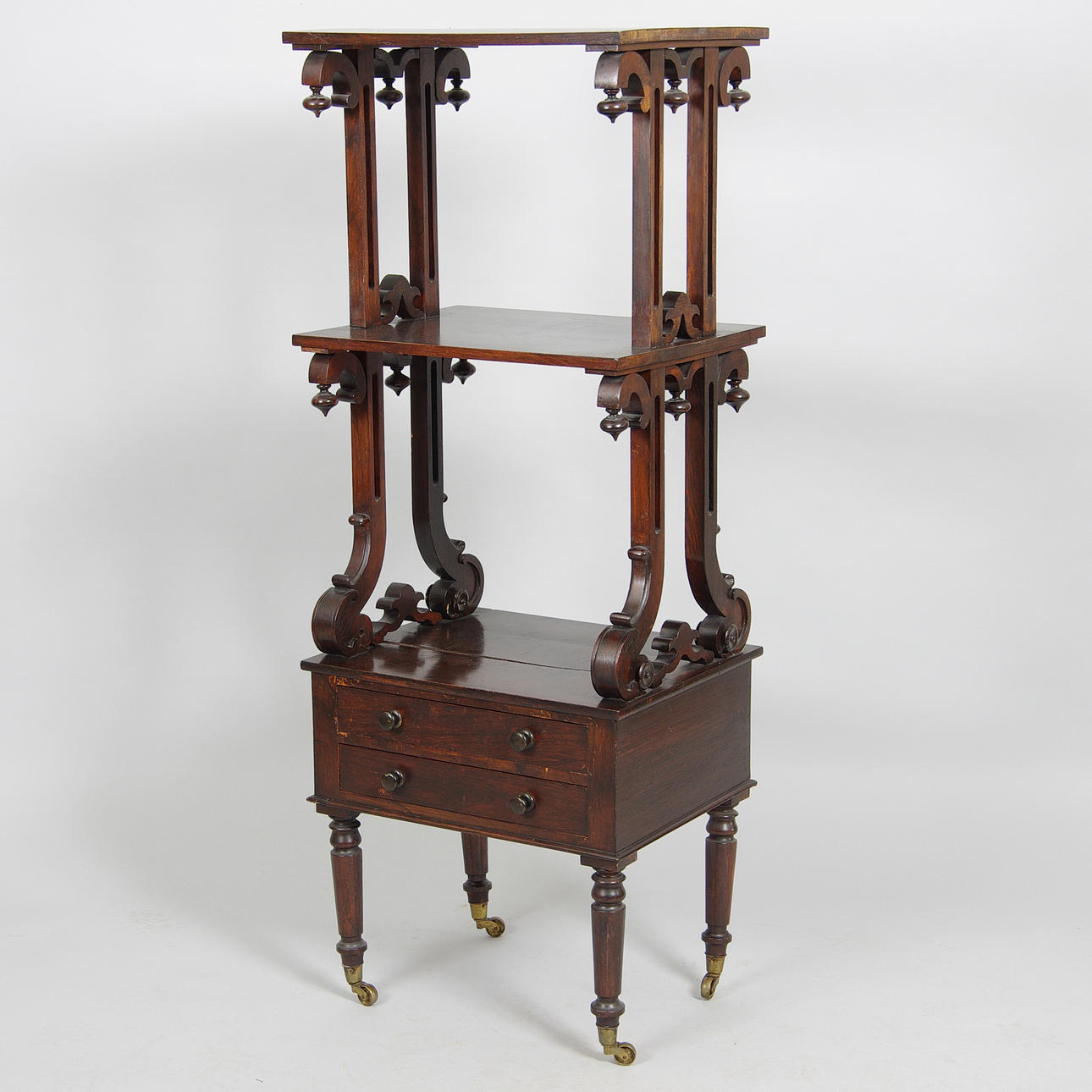 HYLLA MED LÅDOR, mahogny, tidigt 1900-tal.