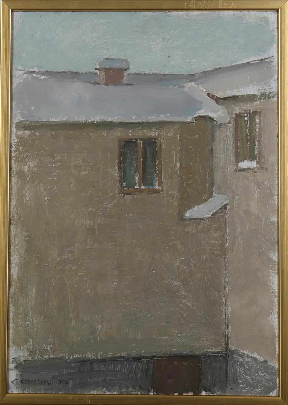 ARVID WALLINDER. Husgavlar, olja på pannå, signerad.