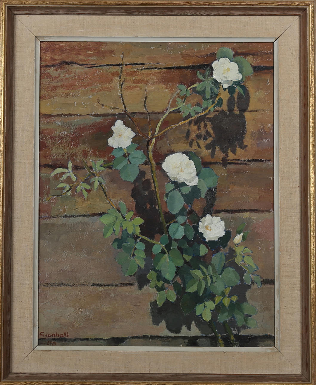 ARNE GRANHALL. Rosenbuske, olja på pannå, signerad och daterad -40.