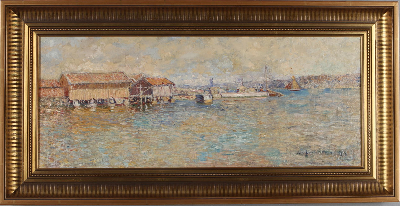 CARL JOHANSSON. Fiskeläge, olja på duk, signerad och daterad -98.