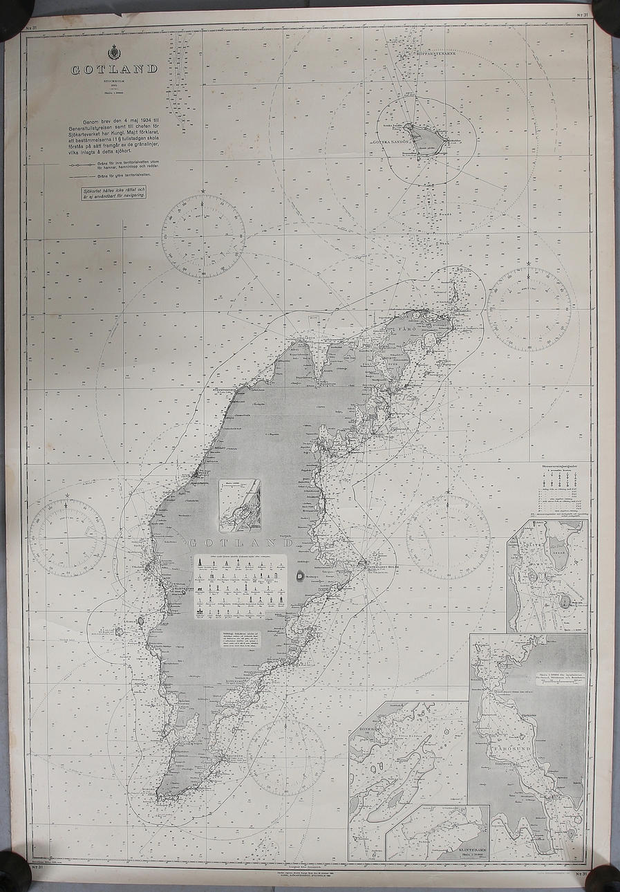 KARTA / SJÖKORT, Gotland, nr 31. Kungliga Sjökarteverket, Stockholm 1884.