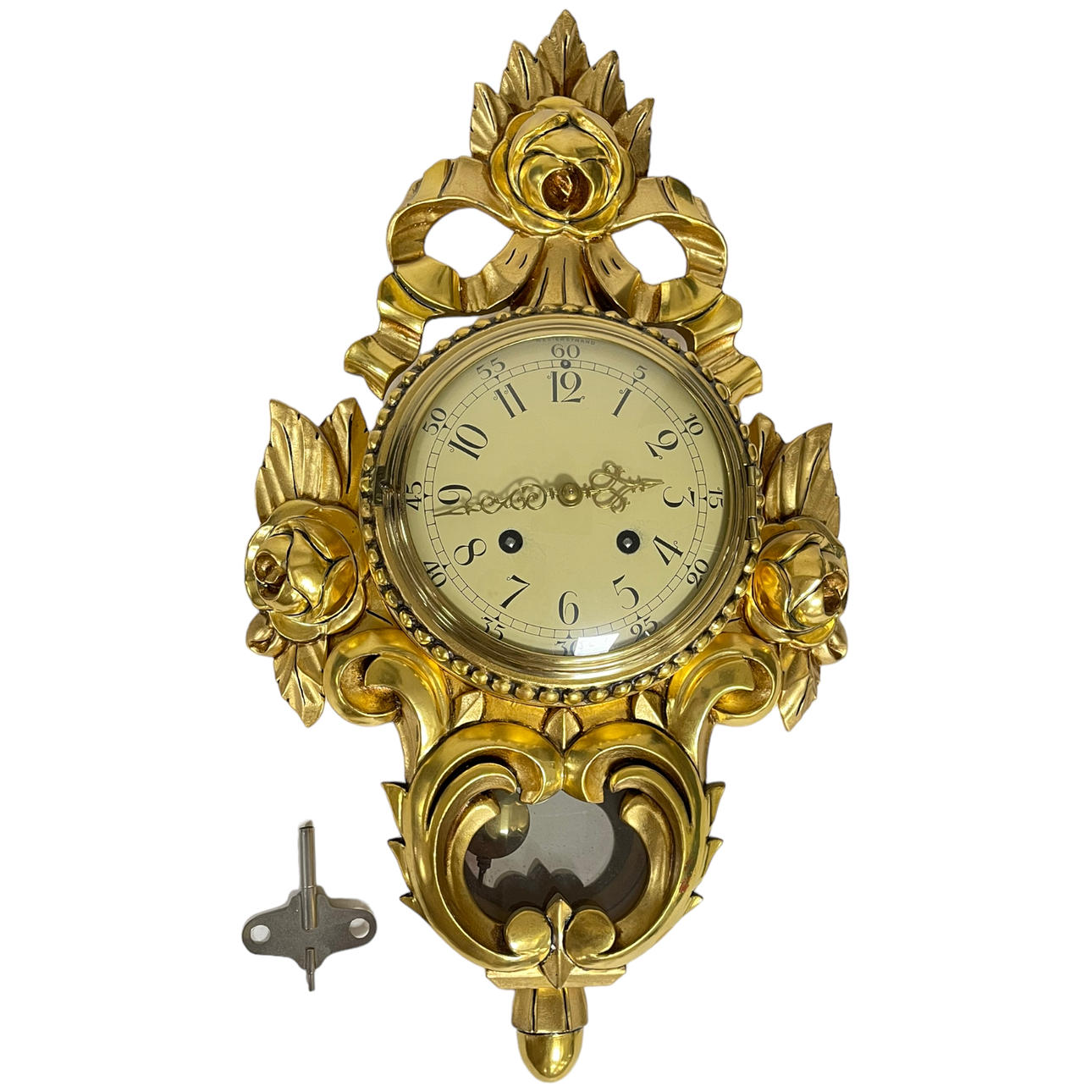 WALL CLOCK, gilded wood.