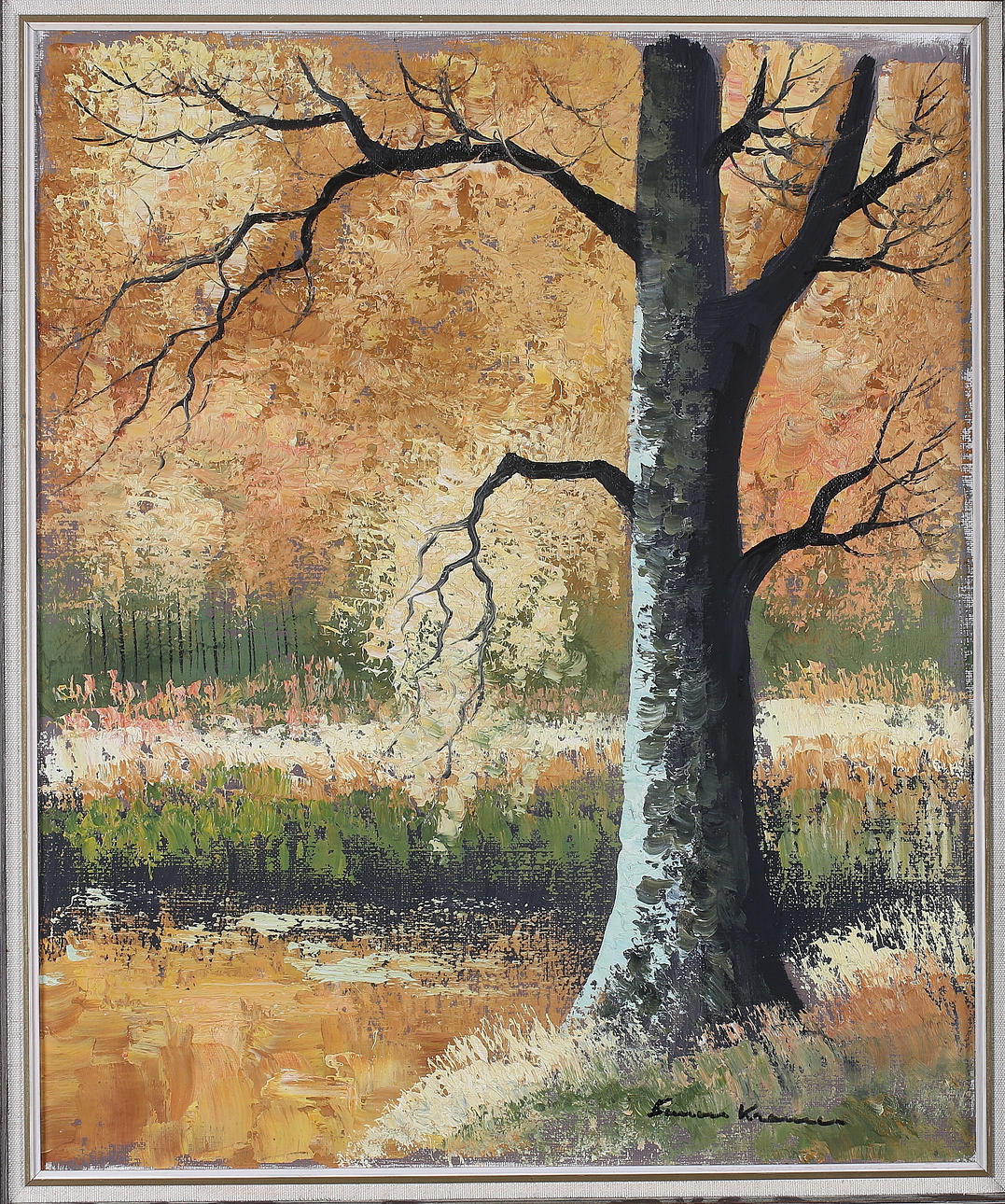 SIMON KRAMER. Skogsmotiv, 2 st, olja på duk. Signerade.