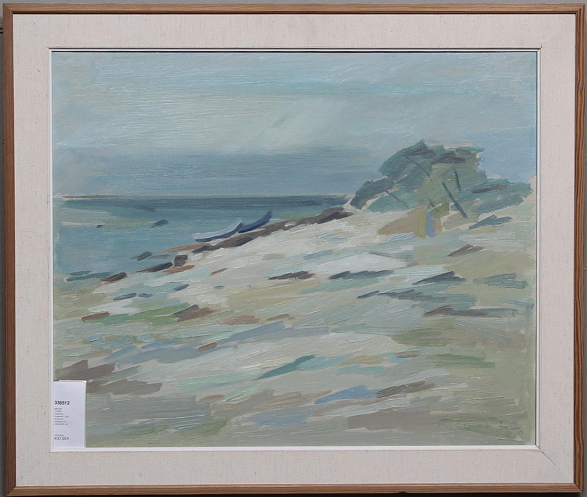 BIRGER STRÅÅT. "Stranden, Byxelkrok". Olja på pannå, signerad och daterad 63.