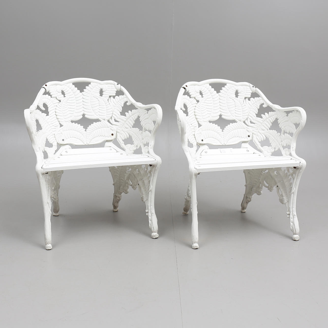 TRÄDGÅRDSSTOLAR, ett par, metall, Melins Anderstorp.