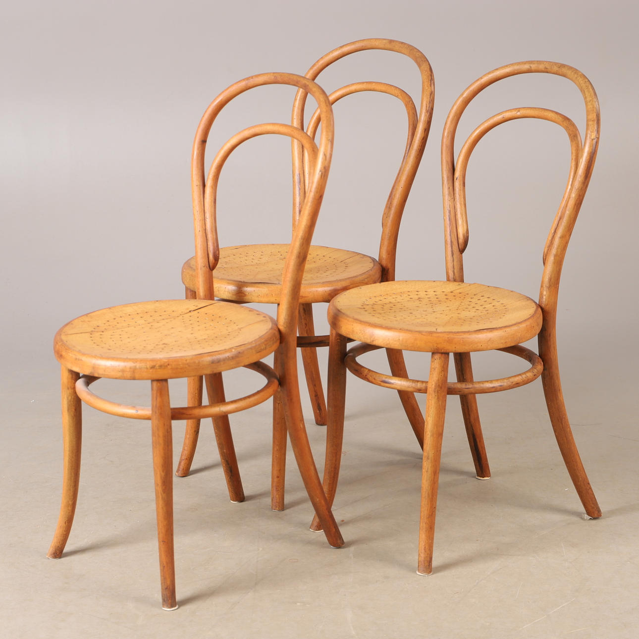 STOLAR, 3 stycken, böjträ, tidigt 1900-tal.