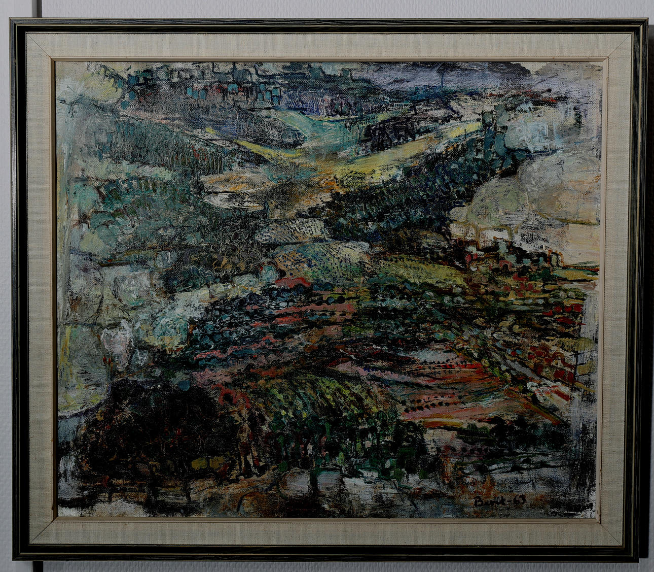 BERIT SVENSSON FRADERA. Olja på duk, "Landskap", signerad Berit, daterad -63.