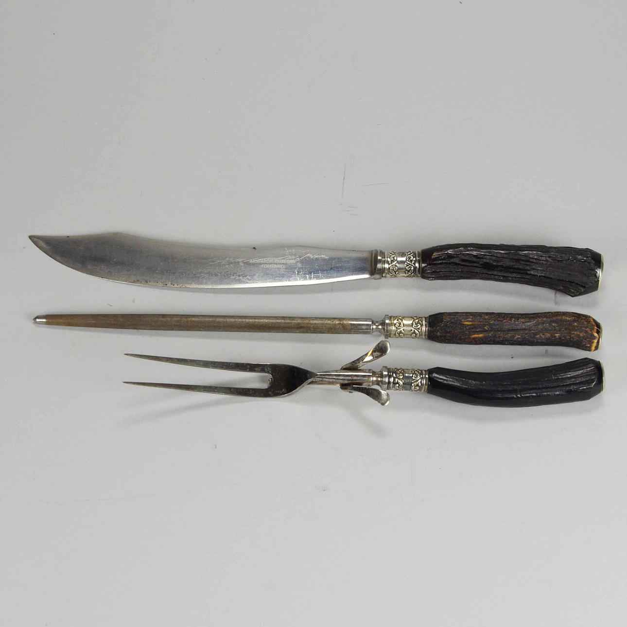 SKINKBESTICK, 3 delar, Monarch Cutlery Company, silver/rostfritt.