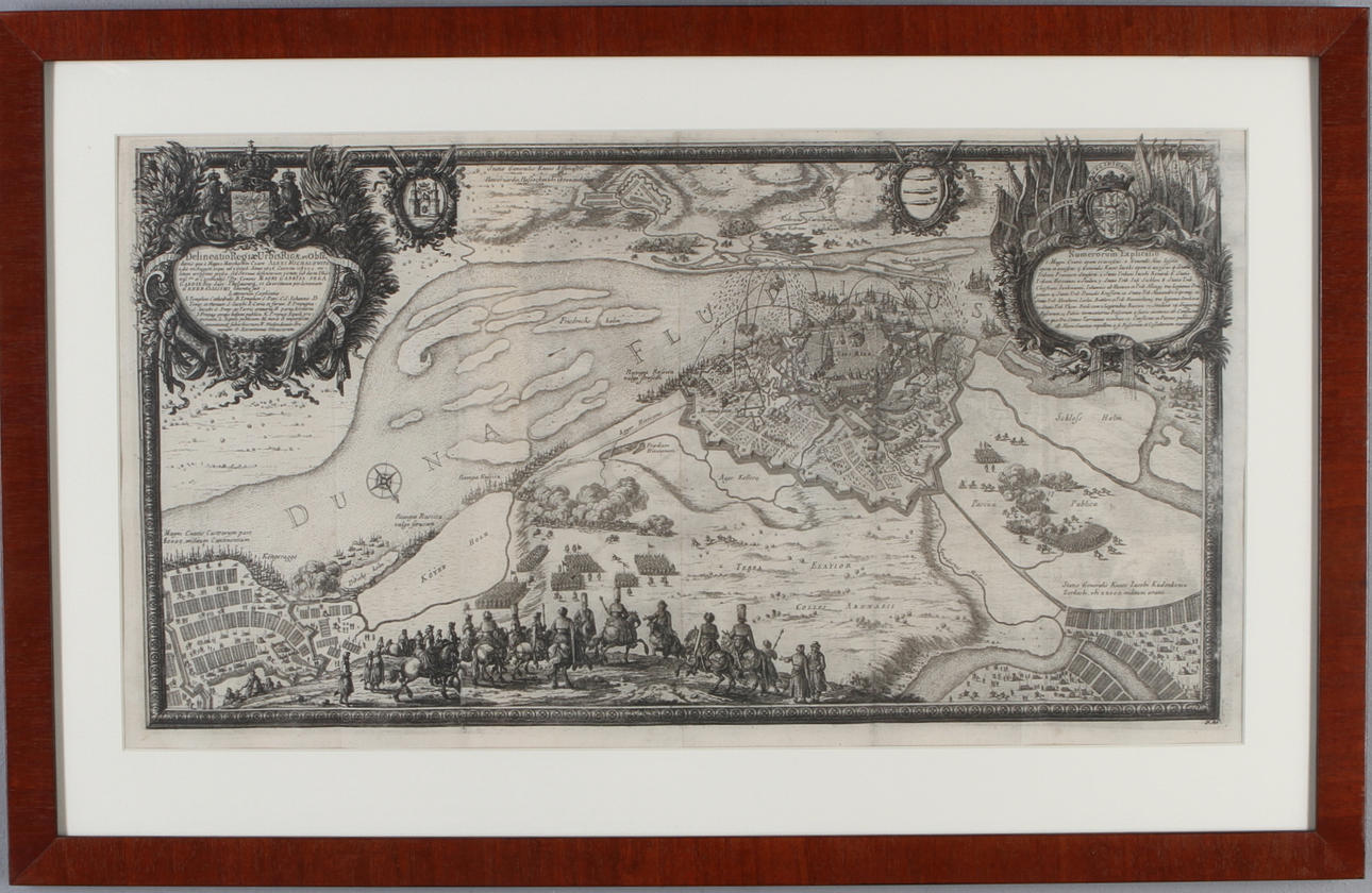 KARTA, Belägringen av Riga, Delineatio regiae urbis Rigae..., graverad plansch ur Pufendorf, 1697.