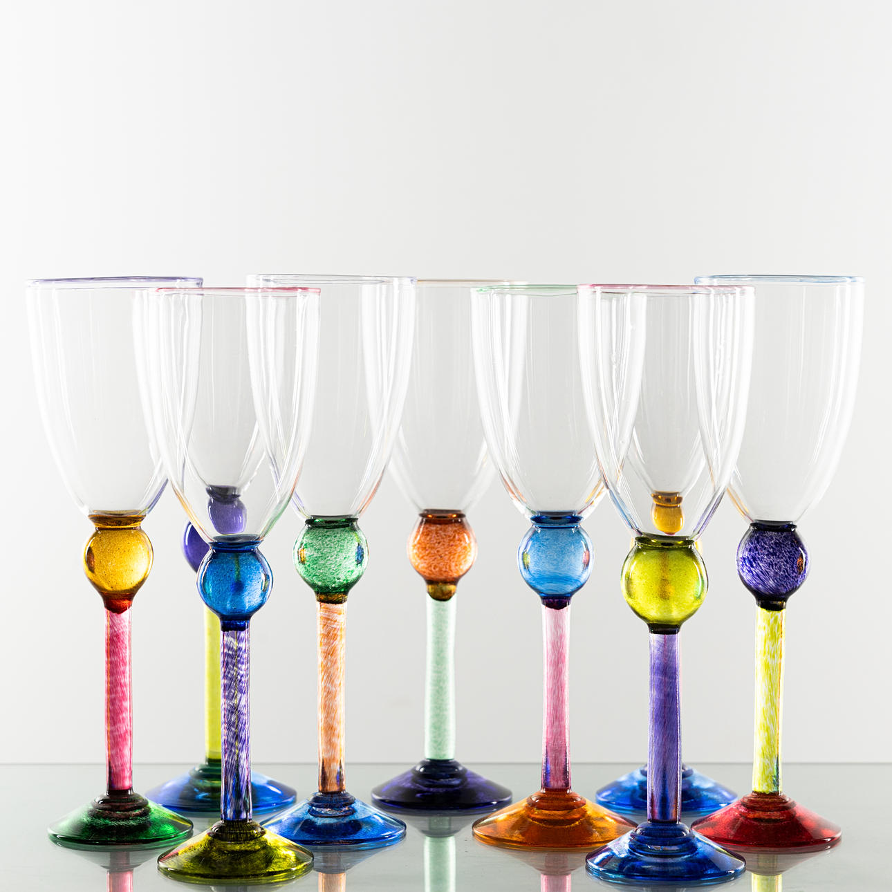 KATARINA LÖFSTRÖM. Wine glasses, 9 glasses, signed.
