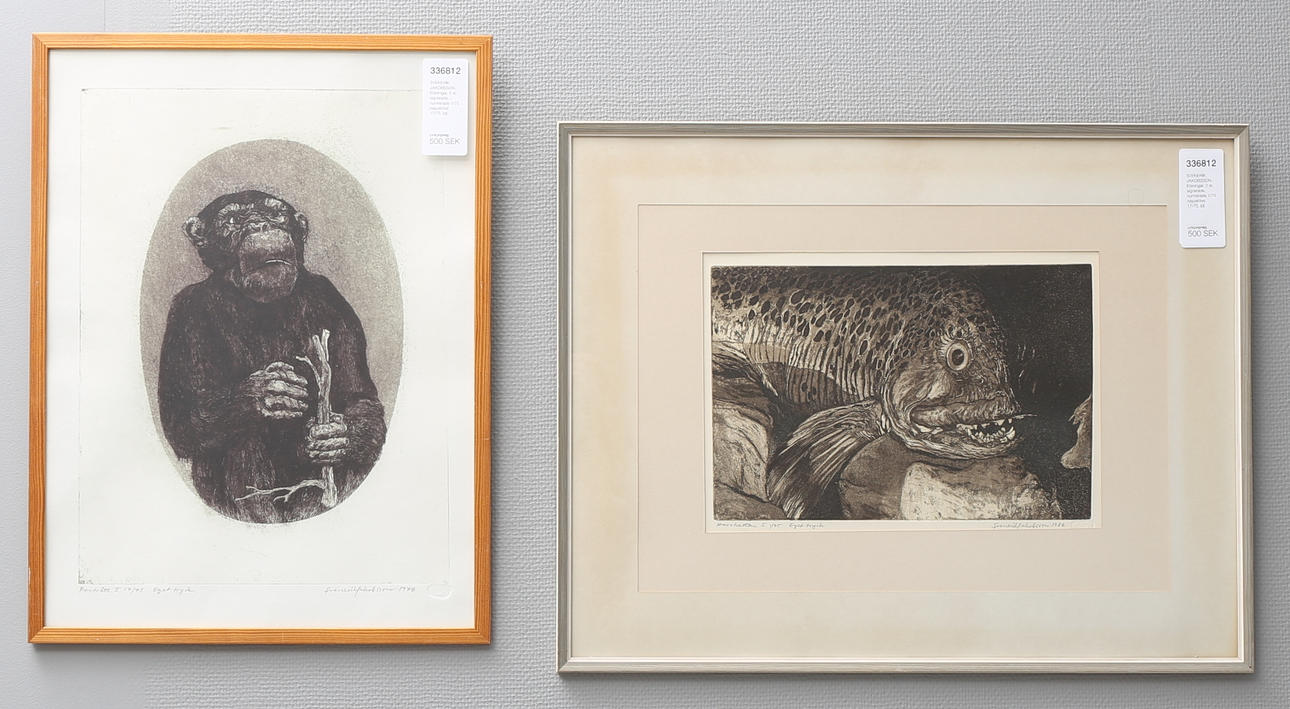 SVENERIK JAKOBSSON. Etsningar, 2 st, signerade, numrerade 1/75 respektive 17/75.