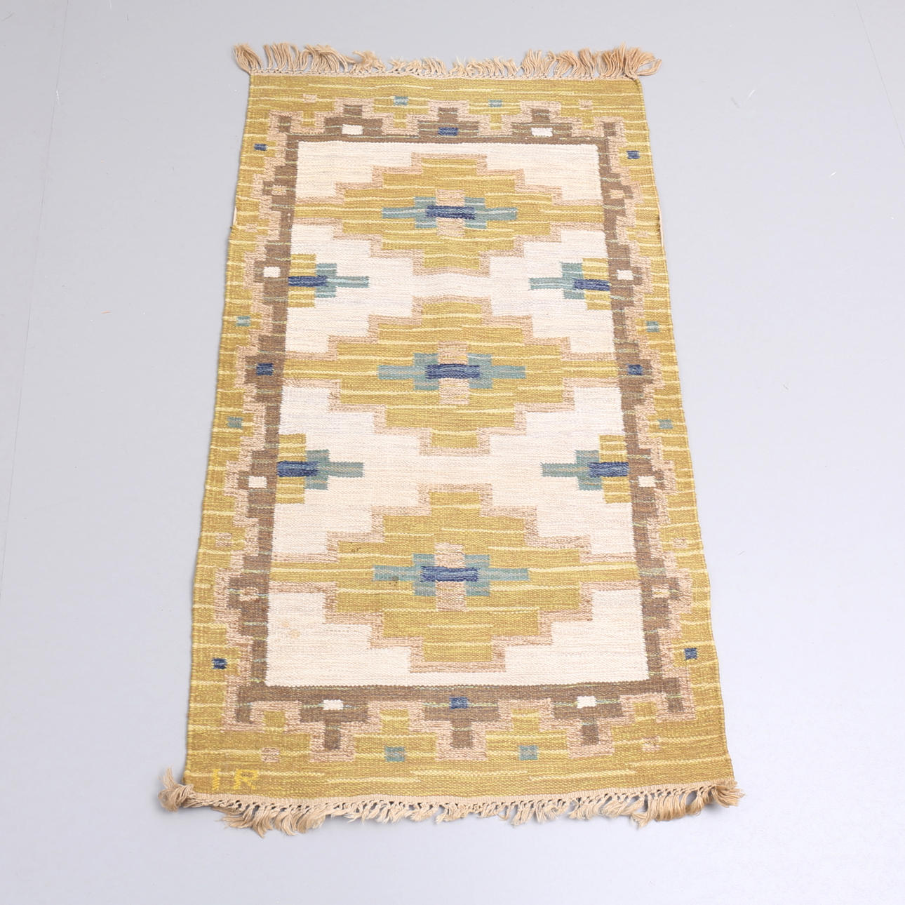 IDA RYDELIUS. Ein Teppich, Schafgarbenleinen, signiert, 164x93 cm.