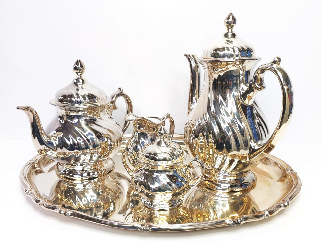 THOMAS PORZELLAN - VERSILBERTES KAFFEESERVICE.