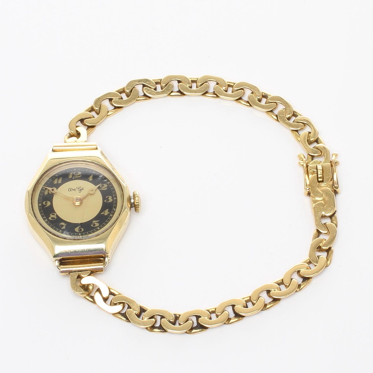 ARMBANDSUR, dam, urtavla märkt WeGe, boet av 14k guld, armband av 18k guld.