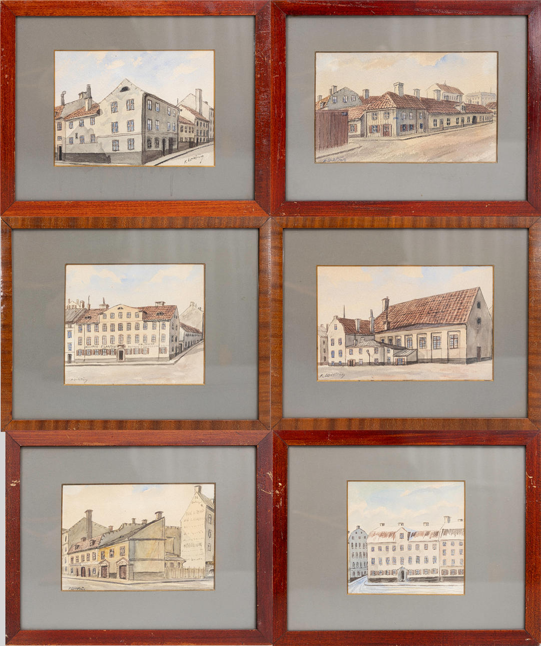 FRANS LINDSTRÖM, 6 watercolours, signed.