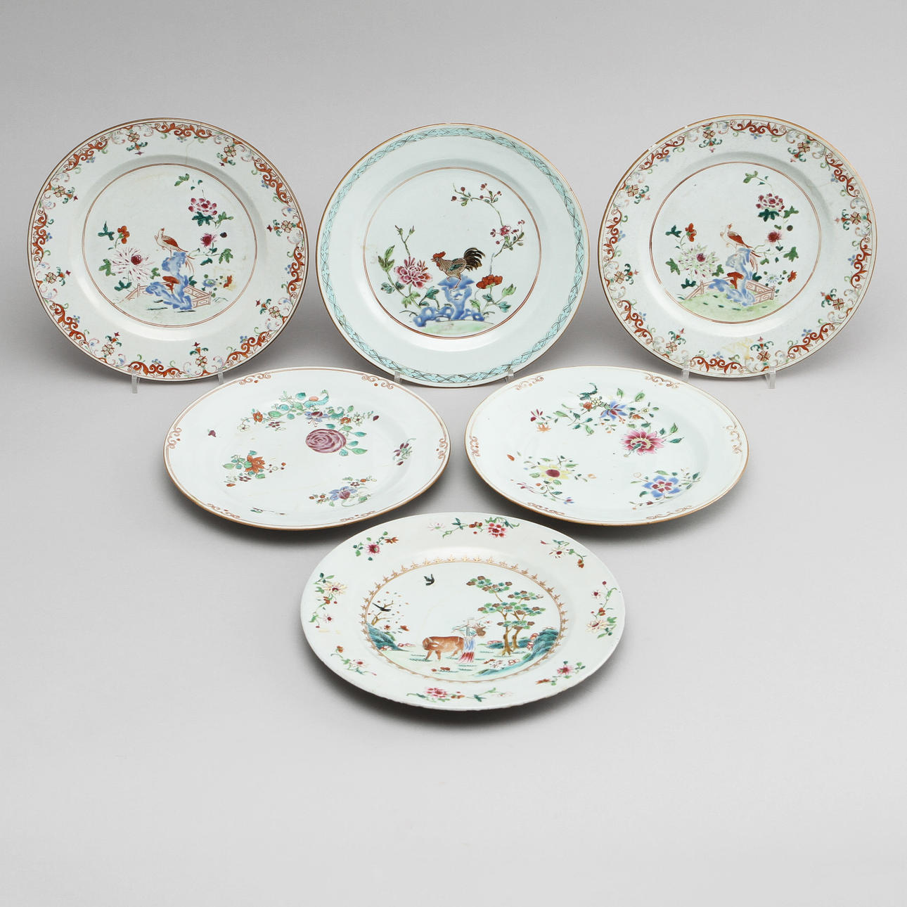 TALLRIKAR, 6 st, porslin, Kina, Qianlong(1735-1796).