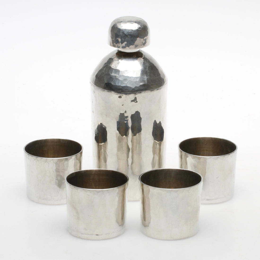 FLASKA samt GLAS, 5 delar, tenn, C Wide, Kolmården.