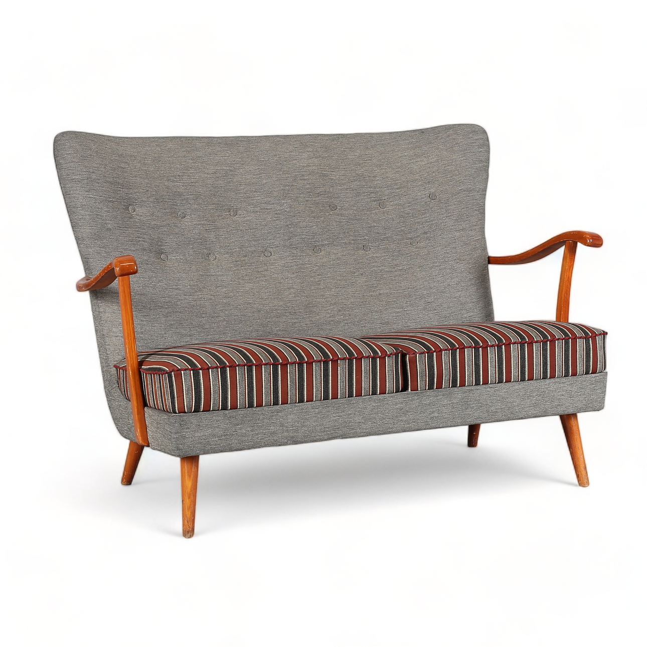 SOFFA, trä/textil, 2-sits, 1940/50-tal.