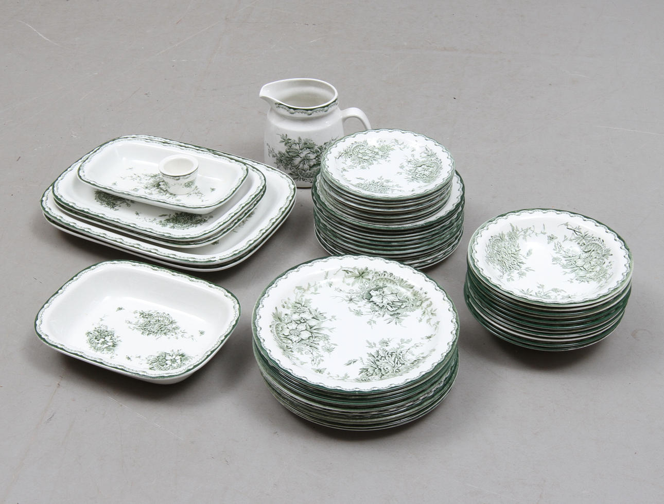 MATSERVISDELAR, ca 50 delar, porslin, Grön Anna, Rörstrand, 1900-talets andra hälft.