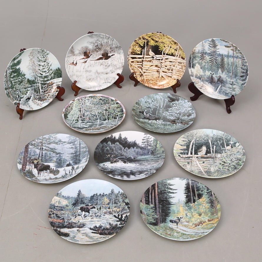 SAMLARTALLRIKAR, porslin, 11 st, Guldkroken, motiv av Harald Wiberg.