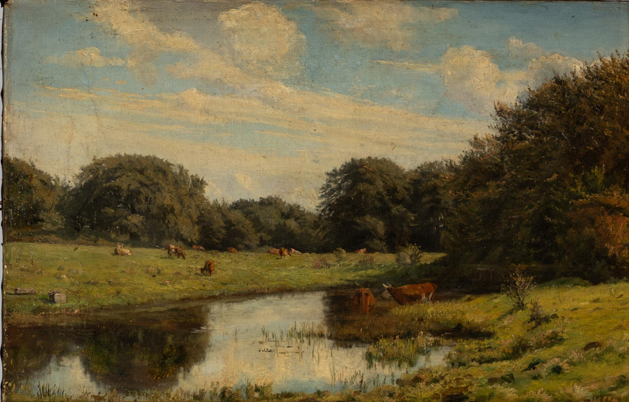 LANDSCHAFTSMALER 19. JAHRHUNDERT. Landschaft mit Kühen.