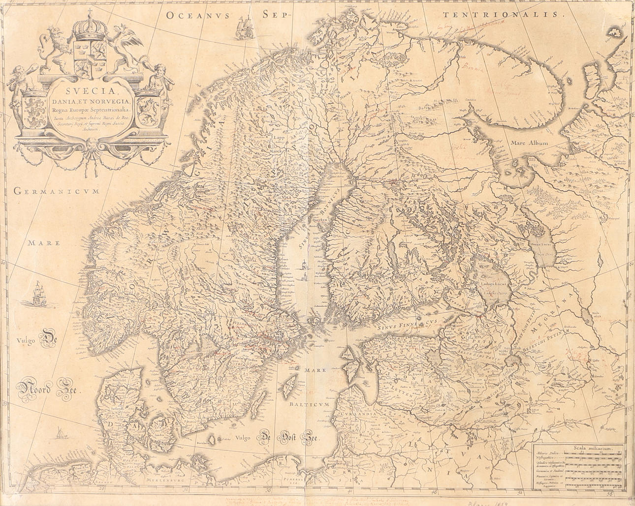 KARTA, Sverige Danmark samt Norge, tryck efter äldre förlaga.