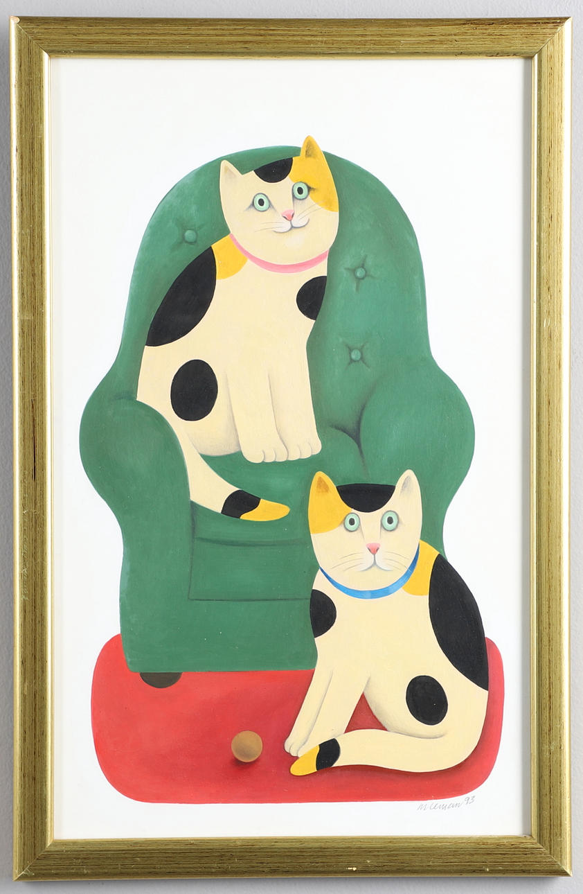 その他 MARTIN LEMAN'S CATS Vintage Martin Leman's Cats Ready to Frame Reproduction
