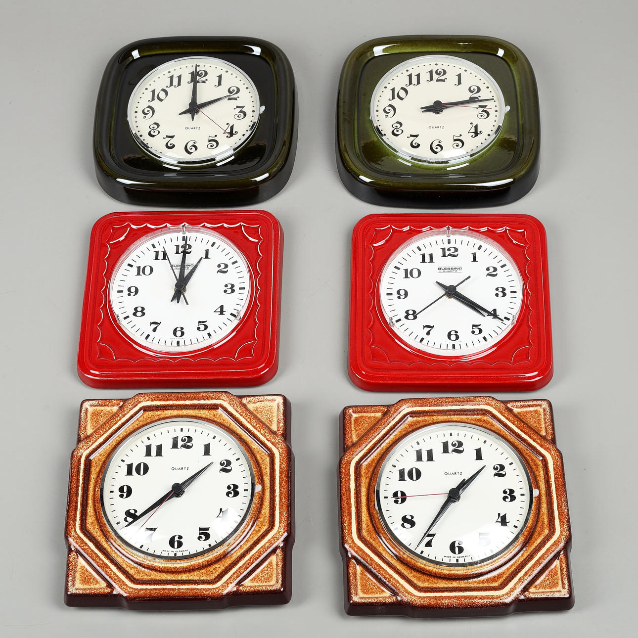 A set of 6 porcelain wall clocks, Blessing, Germany, 1960's. Clocks ...