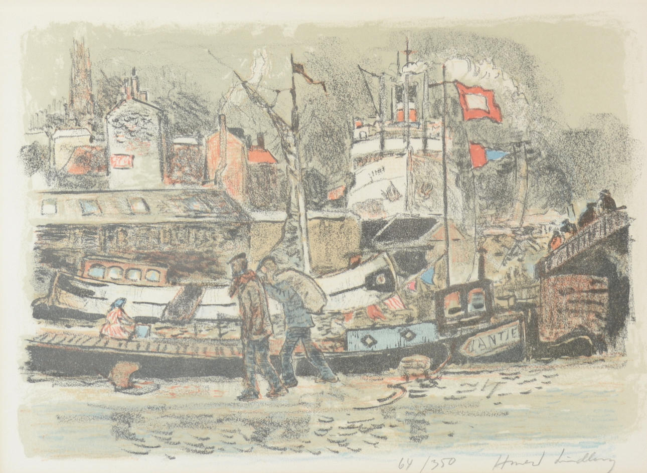 HARALD LINDBERG. Färglitografi.