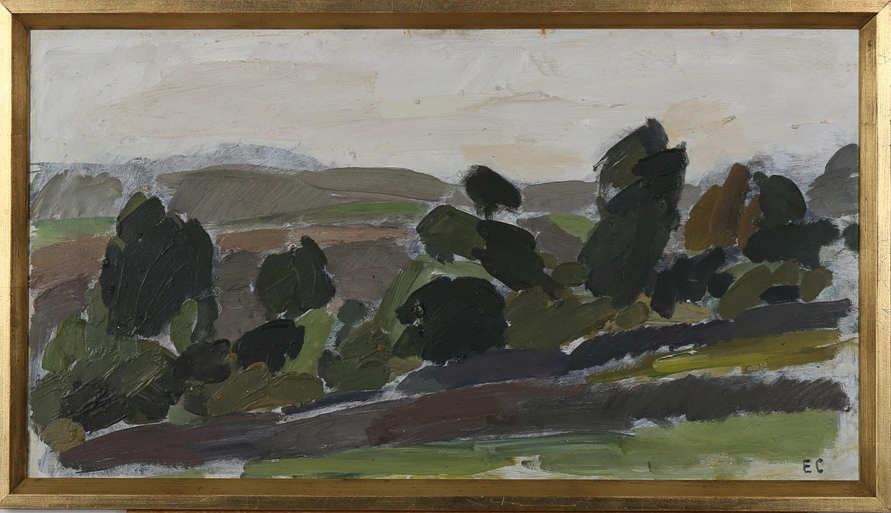 ERIC CEDERVALL. Landskap, olja på pannå, signerad E C.