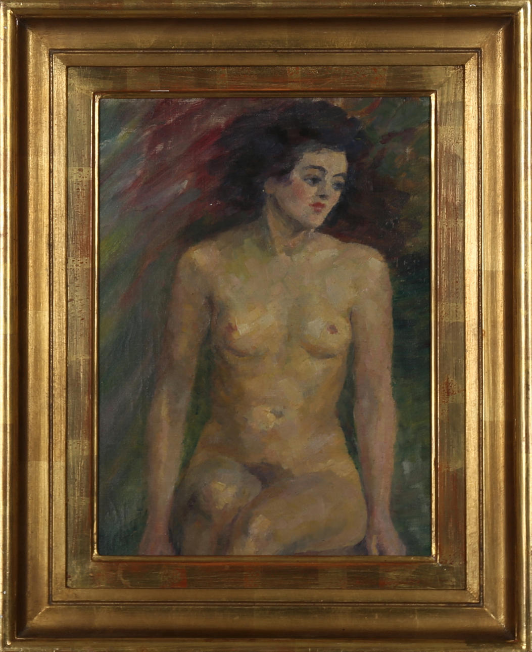 ANNA SJÖGREN. Modell, olja på duk, signerad.