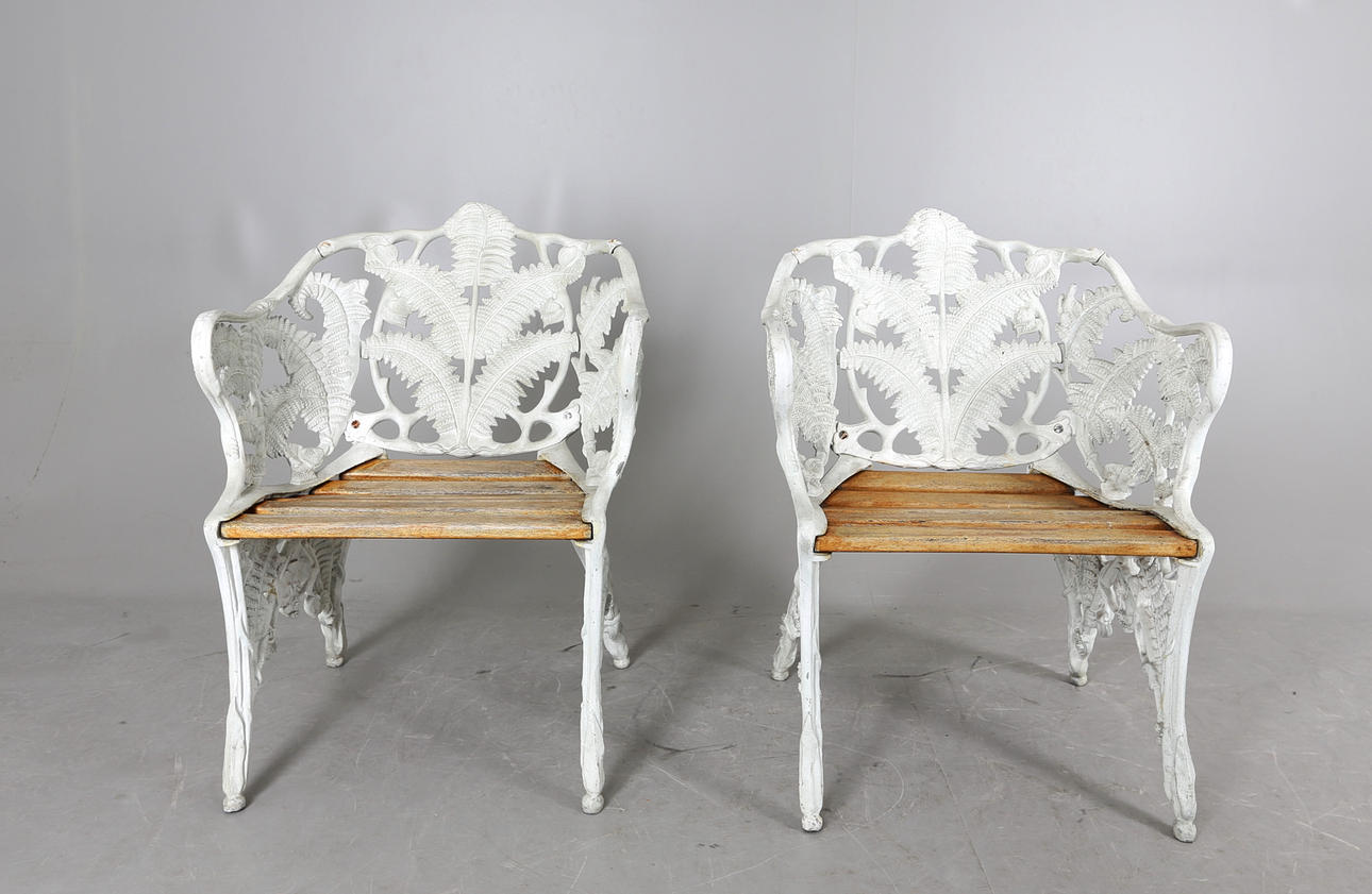 KARMSTOLAR, 1 par, Ormbunkemodell, 1900-tal.