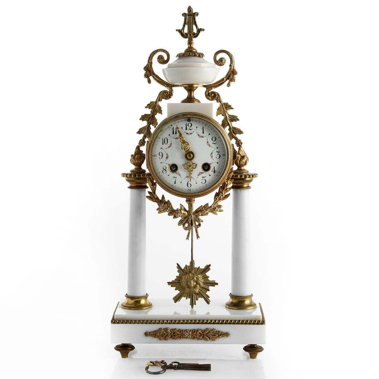 BRASS AND PULP TABLE CLOCK, France.