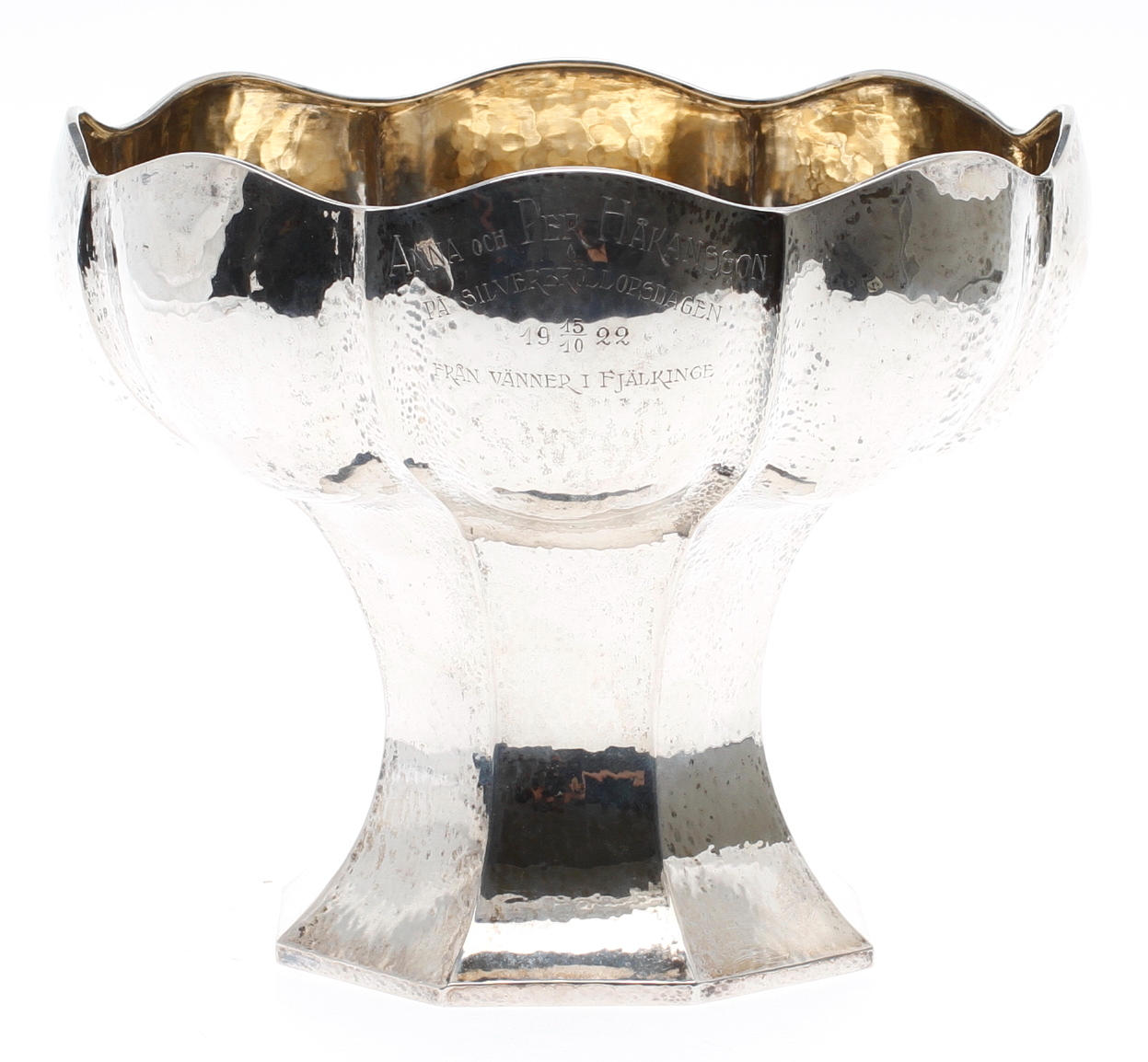 SKÅL PÅ FOT, silver, Hanna Persson, Kristianstad 1922, vikt ca 698,2 gram.