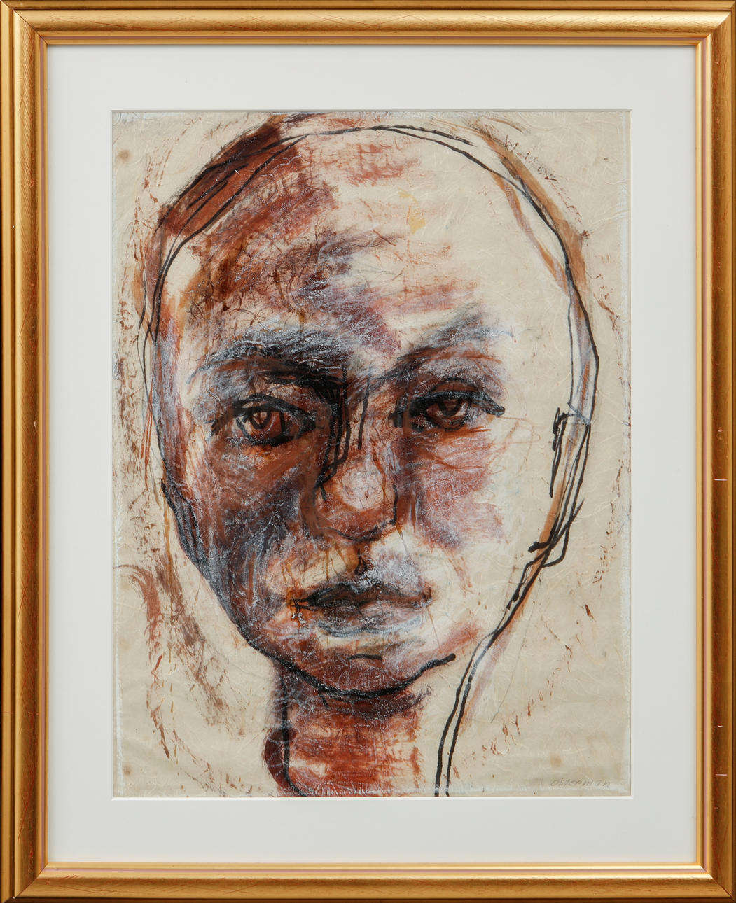 ELVINE OSTERMAN. Portrait, mixed media, signed.