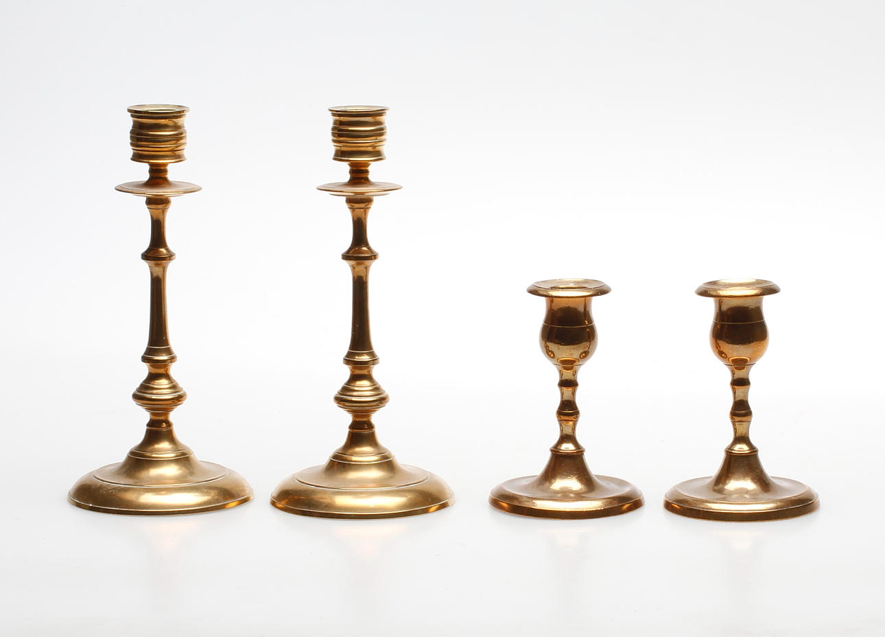 LJUSSTAKAR, 2 par, mässing, 1800-tal.