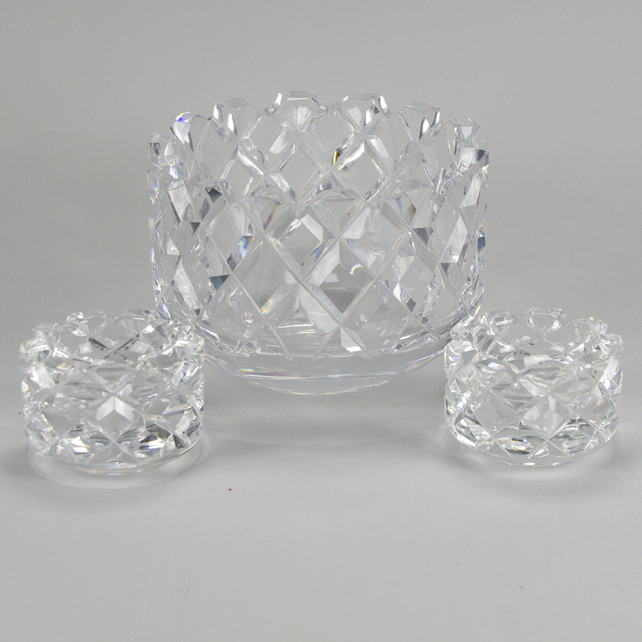 SKÅL SAMT 1 PAR LJUSSTAKAR, "Sofiero", Gunnar Cyrén, Orrefors.