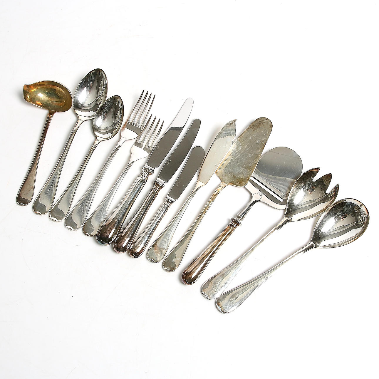 BESTICKSERVIS, 58 delar, silver, modell "Svensk", Guldsmedsaktiebolaget, GAB, 1900-tal. Bruttovikt ca 2800 gram.